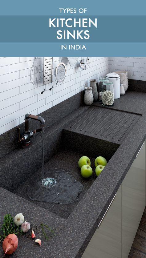 Read all about types of kitchen sinks available in India before making this crucial purchase Sinki Dapur, Best Kitchen Sinks, Kitchen Luxury, Kitchen Sink Design, Kitchen Modular, Kitchen Interior Design Decor, Classic Kitchen, Diy Kitchen Storage, Kitchen Interior Design Modern