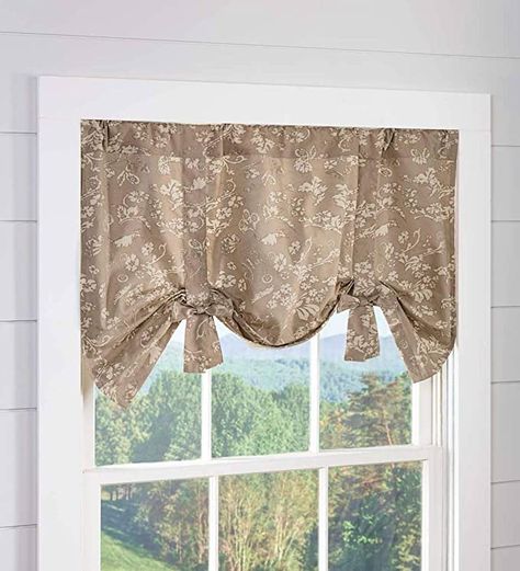 Amazon.com: Plow & Hearth Floral Damask Bow Tie Window Valance - 42 W x 26 L Harvest: Furniture & Decor Kitchen Valance Ideas Over Sink, Kitchen Curtains And Valances, Tie Up Valance, Gold Living Room, Over Sink, Valance Window Treatments, Floral Damask, Wall Accessories, Window Valance