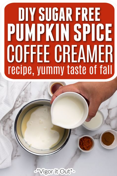 Healthy homemade pumpkin spiced coffee creamer recipe. This fall flavor packed DIY is one of my favorite Autumn recipes and is perfect to make at home. Sugar free pumpkin spice coffee creamer recipe with ways to make it traditional with sugar or Keto as well with coconut milk and almond milk! This tastes so great and you will love it in your morning brew every day. Pumpkin Spice Coffee Creamer Recipe, Pumpkin Spiced Coffee, Pumpkin Spice Creamer Recipe, Homemade Pumpkin Spice Coffee Creamer, Diy Almond Milk, Homemade Coffee Creamer Recipe, Homemade Pumpkin Spice Coffee, Pumpkin Spice Coffee Creamer, Healthy Coffee Creamer