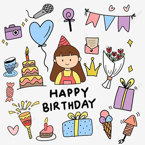 Letter Bouquet, Doodle Colorful, Happy Birthday Doodles, Doodle Cake, Banner Doodle, Happy Birthday Drawings, Birthday Drawing, Happy Birthday Illustration, Birthday Doodle