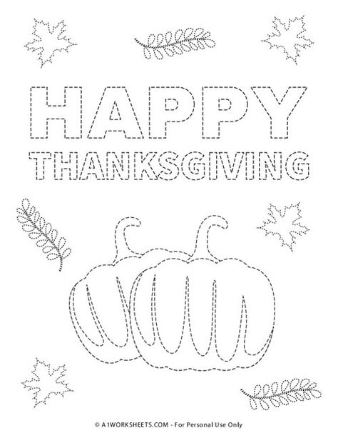 Happy Thanksgiving Tracing Pages for Kids Turkey Tracing Preschool, Thanksgiving Tracing Sheets, Thanksgiving Tracing Preschool, Thanksgiving Dot Marker Printables, Thanksgiving Coloring Placemats, Thanksgiving Coloring Placemat Printable, Tracing Preschool, Printable Worksheets For Kindergarten, Fall Leaves Coloring Pages