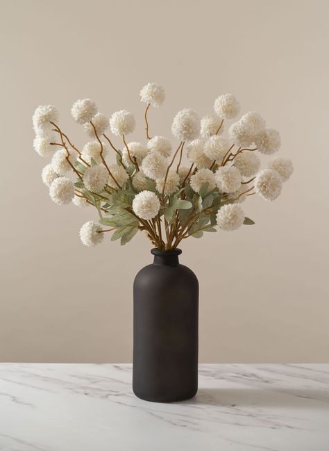 Kiku Flower, Faux Pampas, Large Floral Arrangements, Faux Hydrangea, Faux Floral Arrangement, Faux Tree, Wall Candle Holders, Black Vase, Gallery Wall Frames