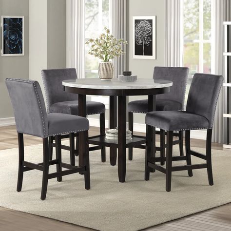 Wade Logan® Pateros Counter Height 42" Dining Table & Reviews | Wayfair Counter Dining Table, Counter Height Dining Table Set, New Classic Furniture, Wood Counter Stools, Counter Height Chairs, Counter Height Dining Table, Counter Table, Counter Height Table, Dining Table Black