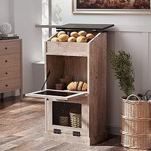 ONG Potato Storage Wood Bin, Wooden Bread Storage Bins, Decorative Potato and Onion Storage Bin, Potato Bin with Grocery Section, Wooden Vegetable Storage Box with Lid, Oak Potato Storage Ideas, Potato And Onion Storage, Veggie Storage, Wooden Storage Bins, Potato Bin, Wood Bin, Thrift List, Onion Storage, Wooden Bread Box