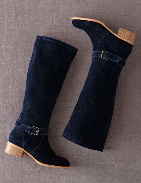 Casual Winter Boots, Blue Suede Boots, Boden Usa, Navy Boots, Womens Black Booties, Fall Booties, Winter Fashion Boots, Patent Leather Boots, Blue Boots