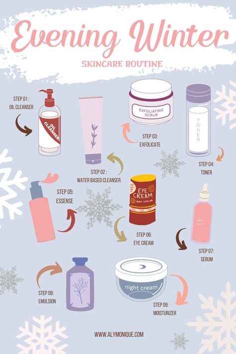 During the winter months, our skin can get super dry. This can make our skin feel uncomfortable and irritated. We have to switch our current skincare routine to a unique winter skincare routine to help our skin keep the moisture it needs to glow! These winter skincare tips will help your skin stay hydrated and plump during the harsh winter months! Winter skincare routine dry skin. Winter skincare routine combination skin. Winter skincare routine oily skin. Skincare Routine Oily Skin, Skincare Routine Combination Skin, Winter Skin Care Tips, Winter Skincare Routine, Lip Care Tips, Winter Skin Care Routine, Holistic Skin Care, Winter Skincare, Tips For Oily Skin