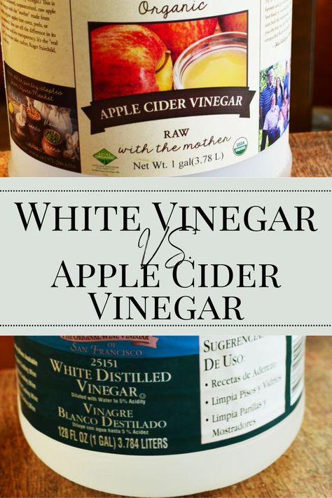 What's the difference between apple cider vinegar and white vinegar? Which is best in the kitchen? What are the health benefits of apple cider vinegar? Are there health benefits of white vinegar? Cn I use apple cider vinegar in canning? Is one a better disinfectant? Let's compare the best uses and benefits in the kitchen for both these vinegars. Benefits Of White Vinegar, White Vinegar Benefits, Apple Cider Vinegar Health Benefits, Apple Cidar Vinegar, Vinegar Diet, Real Food Diet, Benefits Of Apple Cider Vinegar, Benefits Of Apple Cider, Benefits Of Apple