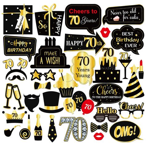 PRICES MAY VARY. 🍰You will receive 35 PCS photo booth prop decorations, includes 35 fun themes with different patterns, 35 wooden stick accessories, and glue adhesive. 🍰🍰The detailed size and usage method are shown in the picture. The appropriate size is perfect for your party photo shoot. Our products are made of high-quality cardboard, which is very sturdy and printed clearly, and will not deform even after long-term use. It's worth using! 🍰🍰🍰Photo booth props can be used for various pur 70th Birthday Photoshoot, Funny Birthday Party, Birthday Photo Booth, Decorating With Sticks, Birthday Party Props, Birthday Party Photography, Happy 90th Birthday, Birthday Photo Booths, Happy 70 Birthday