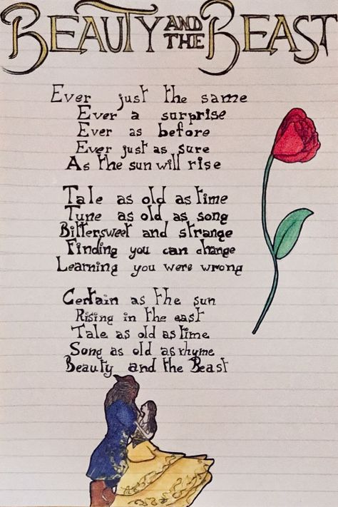 #Disney #BeautyandtheBeast #Song #lyric #drawing Beauty And The Beast Song Lyrics, Song Lyric Sketches, Song Drawings, Wildflower Song, Disney Song Lyrics, Disney Song, Lyric Drawings, Fall Wallpapers, Journal 3