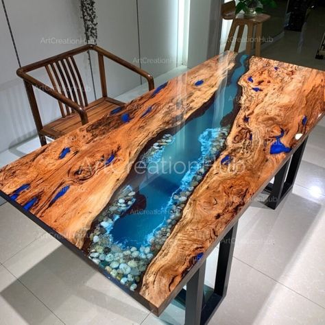 WELCOME TO MY ETSY STORE Materials: wood / epoxy Customization Available ,Please Message your desired size and shape Custom Made Epoxy River Table Top is gorgeous and one of a kind looking table has ever lasting appeal and gives an Elegance look to your home. The resin river table is brand new and the contemporary design would be a unique addition to your home. With its perfect combination of style and function this piece of furniture is sure to be the star of any room. This modern table will al Expresso Kitchen, Table Resin, Unique Dining Tables, Natural Wood Table, Luxury Dining Table, Epoxy Table Top, Custom Dining Tables, Custom Coffee Table, Muebles Living