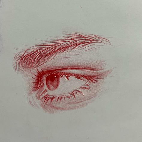 Red coloured pencil eye sketch Red Pencil Sketch, Red Pencil Drawings, Colourful Pen Art, Coloured Pencil Sketches, Pencil Eye Sketch, Simple Colour Pencil Drawings, Red Pen Sketch, Red Pen Art, Colour Pencil Art Sketches