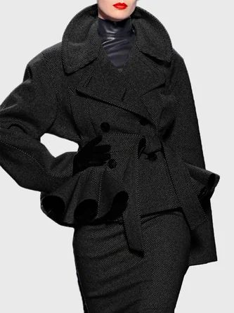 Urban Sweater, France Style, Fashion Black And White, Long Overcoat, Types Of Coats, Long Sleeve Jacket, Looks Black, Collar Jacket, Sleeve Jacket