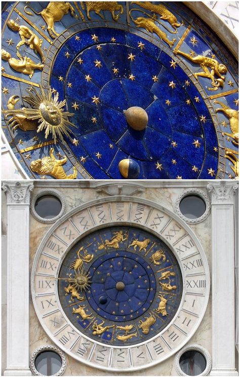 Astronomical Clock in St Mark’s, Venice, architecture, clocks Clockwork Machine, Celestial Clock, Astrology Notebook, Old Fashion Christmas Tree, Moon Clock, Venice Architecture, Astronomical Clock, Old Fashioned Christmas, Fantasy Aesthetic