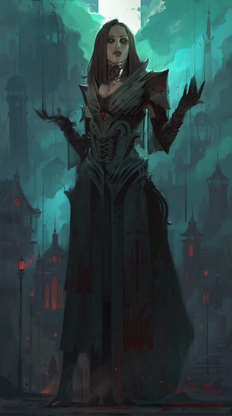 Female Human Arcanist Sorcerer Warlock Wizard - Pathfinder PFRPG DND D&D 3.5 5E 5th ed d20 fantasy Mroczny Elf, Female Vampire, 다크 판타지, High Fantasy, Arte Fantasy, Fantasy Rpg, 판타지 아트, Arte Horror, Fantasy Inspiration