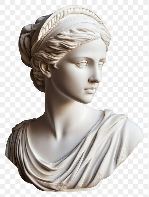 Greek Women Sculpture, Female Greek Statue, Greek Statue Face, Greece Statue, Statue Png, Greek Headpiece, Ancient Greek Statues, Sculptures Greek, Statues Greek