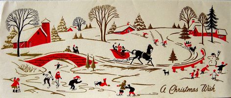 Snow Sleigh, Horse Sleigh, Christmas Facebook Cover, Snowy Village, Christmas Card Illustration, Vintage Holiday Cards, Christmas Desktop, Americana Art, Fun Winter Activities