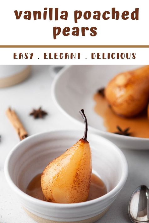 Drunken Fruit, Poached Pears Recipe, Pear Dessert Recipes, Honey Dessert, Pear Dessert, Baked Pears, Vanilla Recipes, Peanut Butter Granola, Sous Vide Recipes