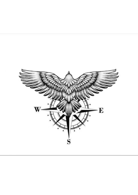 Eagle With Compass Tattoo Designs, Eagle Tattoos Design, Egal Tattoo Design Hand, Eagle Tattoo Design On Hand, Eagle And Compass Tattoo, Sneak Tattoo Design, Egal Tattoo For Men, Eagle Compass Tattoo, Eagle Band Tattoo