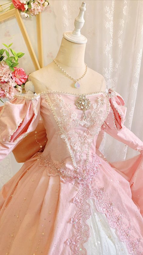 Pink Ballgown Aesthetic, Pink Masquerade Dress, Pink Princess Aesthetic Dress, Pink Royal Dress, Pink Princess Dress Fairytale, Pink Ballgown Dress, Pink Fantasy Dress, Pink Ball Gowns, Pink Dress Princess