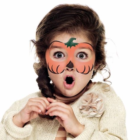 Maquillaje Halloween Infantil, Simple Halloween Makeup, How To Face Paint, Easy Halloween Face Painting, Disfarces Halloween, Paint A Pumpkin, Pumpkin Face Paint, Makeup For Kids, Halloween Makeup For Kids