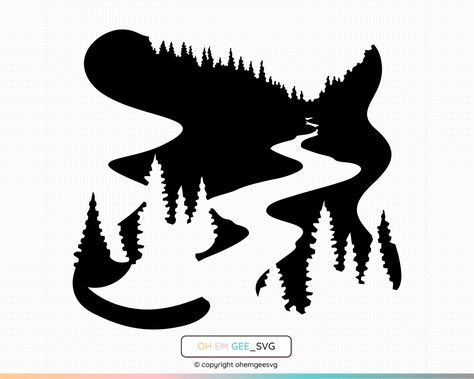 River Silhouette, Brain Png, Mountain Clipart, Football Lights, Trees Clipart, Landscape Clipart, Pine Tree Forest, Pine Trees Forest, Tree Clipart