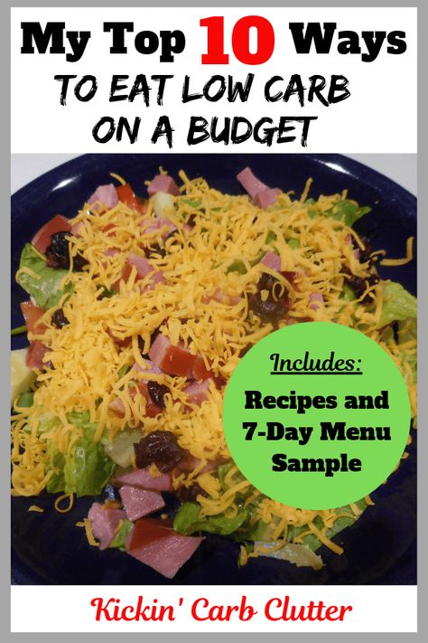 My top 10 ways you can eat low carb on a budget. Post includes recipes and a 7-day menu sample. How To Eat Low Carb On A Budget, Easy Meals For Diabetics Simple, Low Carb Menu For A Week Easy, Low Carb Menu For A Week, Cheap Low Carb Meals Budget, Hypoglycemic Recipes, Low Carb Menu Plan, Cheap Low Carb Meals, Low Carb On A Budget