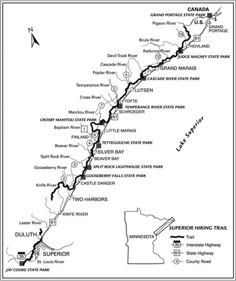superior hiking trail: split rock lighthouse...rustic inn and splashing rock restaurant (grand superior lodge) Superior Hiking Trail, Tettegouche State Park, Split Rock Lighthouse, Backpacking Trails, Minnesota Travel, Backcountry Camping, Fall Camping, Thru Hiking, Trail Maps