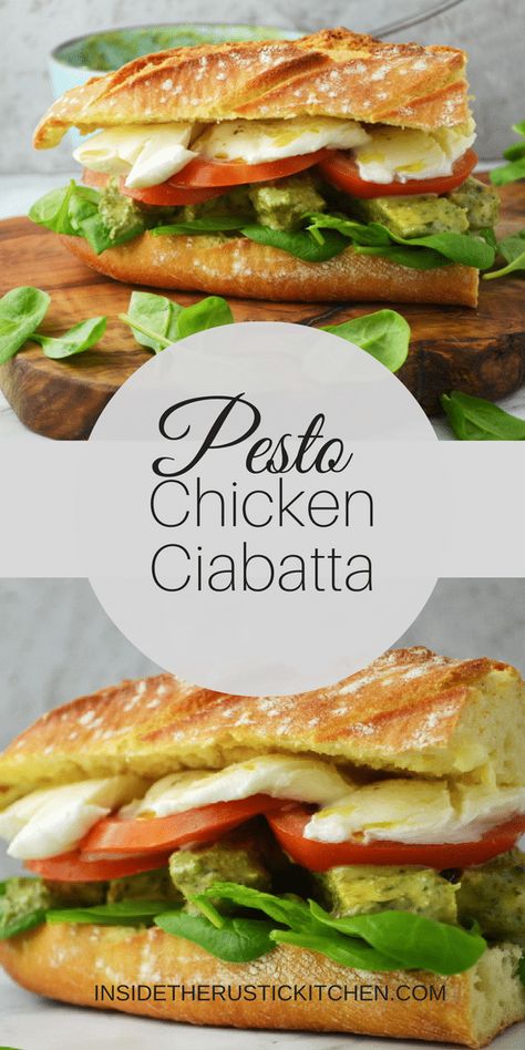 Ciabatta Sandwiches, Ciabatta Sandwich, Sandwich Ideas, Mozzarella Recipes, Chicken Pesto, Recipe For Chicken, Ciabatta Bread, Pesto Recipe, Pesto Sauce