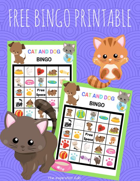 Free Cat And Dog Bingo Kids Game #catparty #kittyparty #kidsbirthdayparty #kidspartyideas #partythemes #partyideas Cat Games For Kids, Banana Dog Treats, Birthday Games For Kids, The Best Oatmeal, Bingo Games For Kids, Cat Themed Parties, Cat Themed Birthday Party, Bingo For Kids, Oatmeal Banana