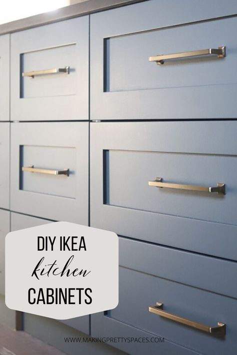 HOW TO MAKE CUSTOM IKEA KITCHEN CABINETS Ikea Dresser Hack Kitchen, Ikea Navy Cabinets, Ikea Kitchen Painted Cabinets, Kitchen Cabinet Fronts Diy, Ikea Replacement Cabinet Doors, Ikea Kitchen Cost, Ikea Kitchen Cabinets 2023, Custom Ikea Cabinet Fronts, Sektion Cabinets Hack Kitchen