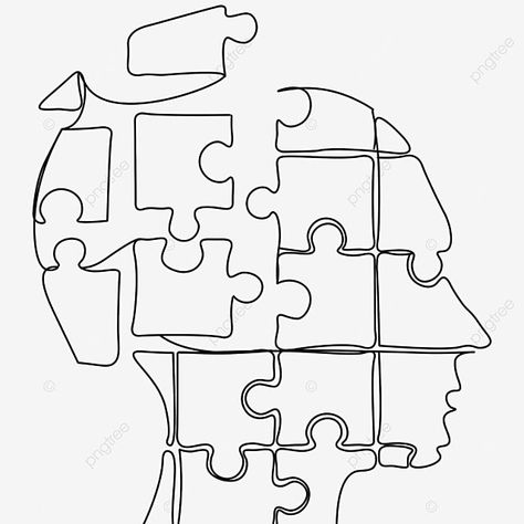 Brain Line Art, Human Puzzle, Puzzle Art Design, Human Brain Drawing, Brain Pattern, Drawing Rain, Rain Drawing, Expression Challenge, Brain Puzzle