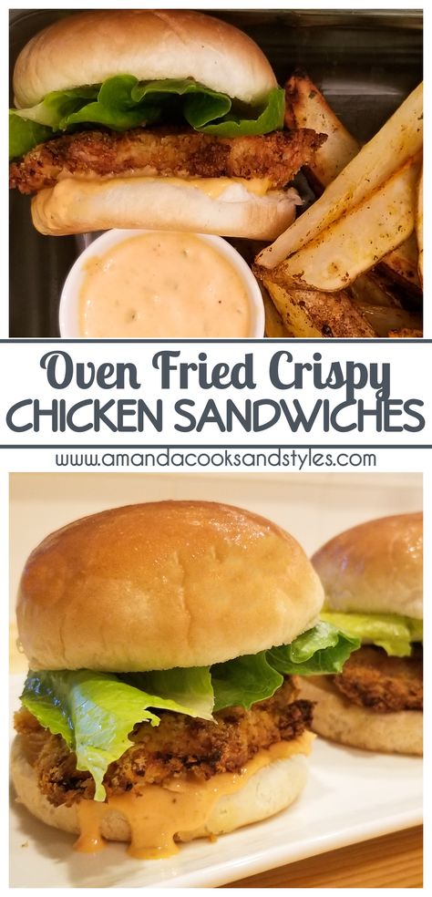 Crispy Chicken Sandwich Baked, Spicy Mayo Chicken Sandwich, Chicken Sandwich Recipes Baked, Fried Chicken Thigh Sandwich Recipes, Chicken Burgers In Oven, Baked Chicken For Sandwiches, Boneless Skinless Chicken Thigh Sandwich Recipes, Oven Fried Chicken Sandwich Recipes, Pan Fried Chicken Sandwich Recipes