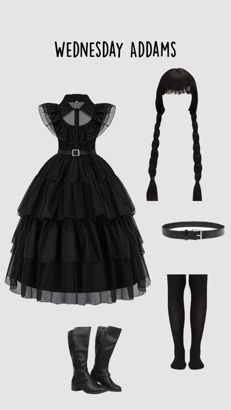 #wednesday #addams #family #black #socks #boots #belt #halloween #allblack #gothic #goth Addams Outfit, Wednesday Addams Family, Wednesday Addams Outfit, Halloween Outfit Ideas, Socks Boots, Family Black, Halloween Outfit, Black Socks, Addams Family