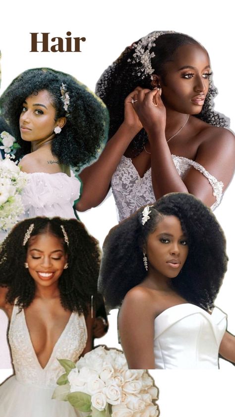 Type 4 Wedding Hairstyles, Natural Hair Engagement Photos, Curly Wedding Hairstyles For Black Women, Bride Hairstyles For Black Women, Natural Wedding Hairstyles Black Bride, Natural Bridal Hairstyles Black Women, Wedding Afro, Curly Hair Wedding Styles Naturally, Naturally Curly Wedding Hair