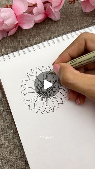 Sunflower Vine Drawing, How To Draw Sunflower Petals, How To Draw Sunflowers Step By Step Easy, Drawing Sunflowers Step By Step, Drawing A Sunflower, Draw A Flower Step By Step, Easy Sunflower Drawing Simple, How To Draw A Sunflower Step By Step, Painting Sunflowers Easy Step By Step