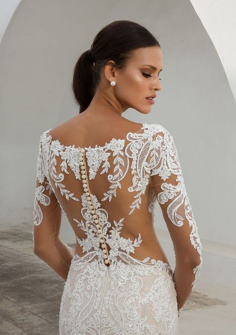 Justin Alexander - Style 88010: Lace Fit and Flare Gown with Illusion Long Sleeves Justin Alexander Bridal, Justin Alexander Wedding Dress, Different Wedding Dresses, Beautiful Bridal Dresses, Flare Gown, Justin Alexander, Wedding Dress Pictures, Stunning Wedding Dresses, Wedding Dress Accessories