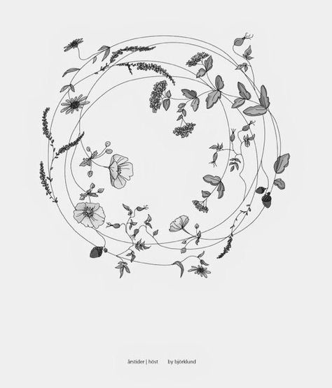 Wildflower Wreath Tattoo, Tato Lingkaran, Random Core, Lil Tattoos, Wildflowers Tattoo, Wreath Tattoo, Flores Tattoo, Circle Tattoo, Circle Tattoos