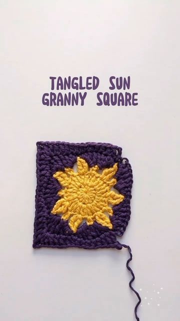 Tangled Granny Square Pattern, Rapunzel Granny Square, Crochet Sun Square, Tangled Granny Square, Crochet Sun Granny Square, Sun Granny Square Pattern, Sun Granny Square, Rapunzel Sun, Tangled Sun