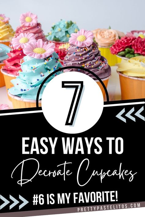 Do you struggle with decorating your cupcakes to look pretty? Don't worry! I'm here to teach you some easy tips and tricks that anyone can use to dress up their cupcakes and make them look fancy. These are all easy methods that beginner bakers can easily use. Save this post for later, as I will be adding more methods in the future! Ways To Decorate Cupcakes, Easy Cupcake Decorating Ideas, Easy Cupcake Decorating, Easy Cupcakes Decoration, Decorate Cupcakes, Easy Cupcakes, Cupcake Frosting, Buttercream Frosting, Cupcakes Decoration