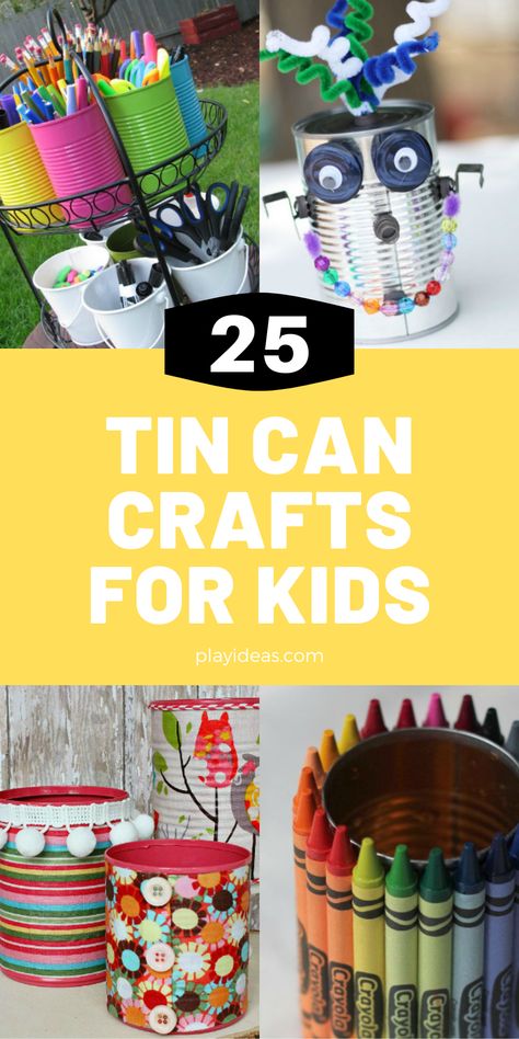 These 25 Recycled Tin Can Crafts For Kids are a blast for the whole family because they’re everything from fun decorations to interesting art pieces that you might not have ever thought up. You and your kids are going to have a blast with these! Enjoy! Find more at playideas.com. Upcycling Ideas For Kids, 3d Recycled Art Projects, Recycling Art Projects For Kids, Kids Recycling Projects, Recycled Projects For Kids, Recycled Projects For School, Recycled Art For Kids, Recycle Art Projects, Upcycling Cans