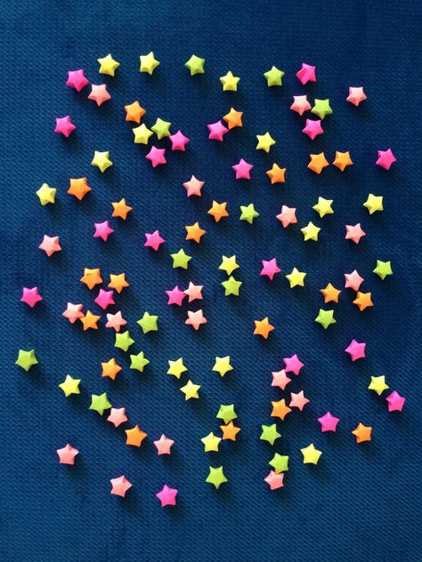 Origami paper stars, 3D Lucky Stars made with  paper strips Origami Paper Stars, Waterfall Card, Water Fall, Star Garland, Diy Water, Origami Stars, Paper Stars, Create And Craft, Paper Crafts Diy Tutorials