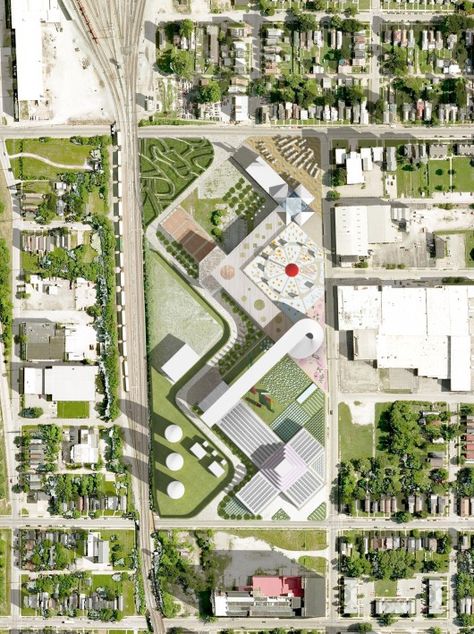 OMA Designs Food Port for West Louisville. Image © OMA Site Plans, Urban Design Diagram, Urban Design Plan, Urban Landscape Design, Plans Architecture, Desain Lanskap, Landscape Design Plans, Landscape Plan, Landscape Architecture Design