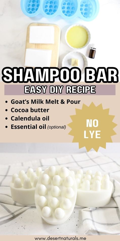 photo of easy diy shampoo bar recipe with goat milk melt and pour soap, essential oil, and lye free. How To Make Shampoo Bars Without Lye, Diy Shampoo Bar For Frizzy Hair, Homemade Shampoo And Conditioner Bars, Diy Shampoo Bar No Lye Easy Recipes, Coconut Soap Recipe Melt And Pour, Diy Bar Shampoo And Conditioner, No Lye Shampoo Bar Recipe, Goats Milk Shampoo Bar Recipe, Lye Free Shampoo Bar Recipe