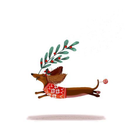 Deb Hudson Christmas Animals Illustration, Christmas Dog Drawing, Deb Hudson, Drawing Dachshund, Dachshund Illustration, Dachshund Art, Christmas Phone Wallpaper, Christmas Card Art, Dachshund Christmas