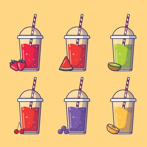 Smoothie Vector Set Illustration Smoothie Illustration, Tropical Smoothie, Smoothie, Vector Art, Juice, Vector Free, Bullet Journal, Royalty Free, Clip Art