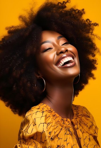 Orange Backdrop, Yellow Hair Color, Haitian Flag, Women Laughing, Beautiful Photoshoot Ideas, Portrait Photography Women, African People, African Girl, Afro Hair