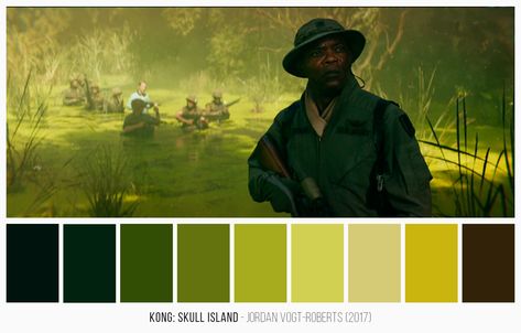 Cinema Palettes, Kong Skull Island, Color Plate, Cinema Colours, Color Script, Palette Design, Skull Island, Color Palette Design, Movie Stills