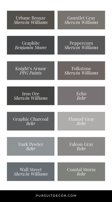 Behr Falcon Gray, Graphite Exterior Paint, Sherwin Williams Graphite Exterior, Graphite Sherwin Williams, Knights Armor Paint Color Exterior, Behr Dark Gray Paint, Dark Gray Exterior Paint, Graphite Paint Color, Sherwin Williams Dark Gray