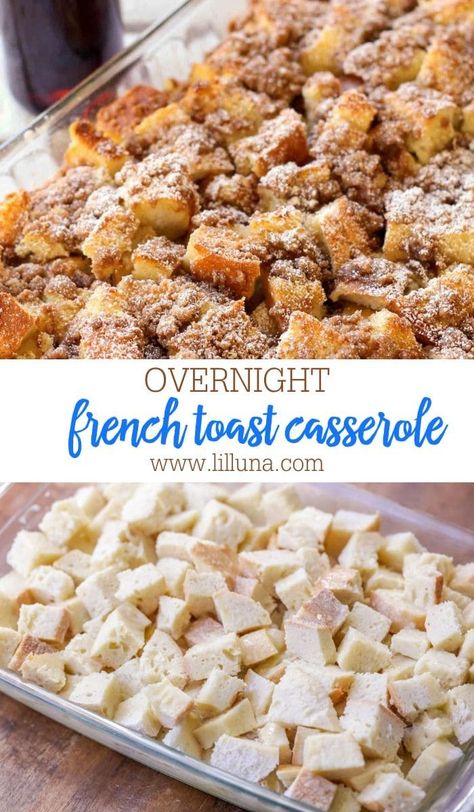 This best-loved French toast casserole is perfect for making ahead of time! It's eggy with a hint of cinnamon. #frenchtoastcasserole #frenchtoast #breakfast #breakfastcasserole #frenchtoastcasserole Lite Breakfast, February Meals, Overnight French Toast Bake, Easy French Toast Casserole, Make Ahead French Toast, Heart Breakfast, Overnight French Toast Casserole, Easy French Toast Bake, French Toast Casserole Recipe