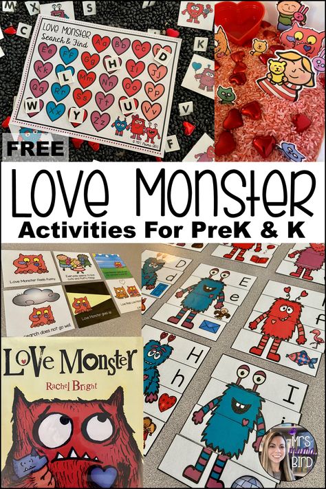 Click here to find fun activities for preschoolers and kindergarteners to compliment the story Love Monster, by Rachel Bright. Perfect for Valentine's Day! FREE printable! Love Monster Activities Preschool, Love Activities For Preschool, Love Monster Craft Preschool, Love Monster Activities, Monster Activities For Preschool, Love Monster Craft, Monster Math Activities, Activities For Prek, Preschool Valentines Activities